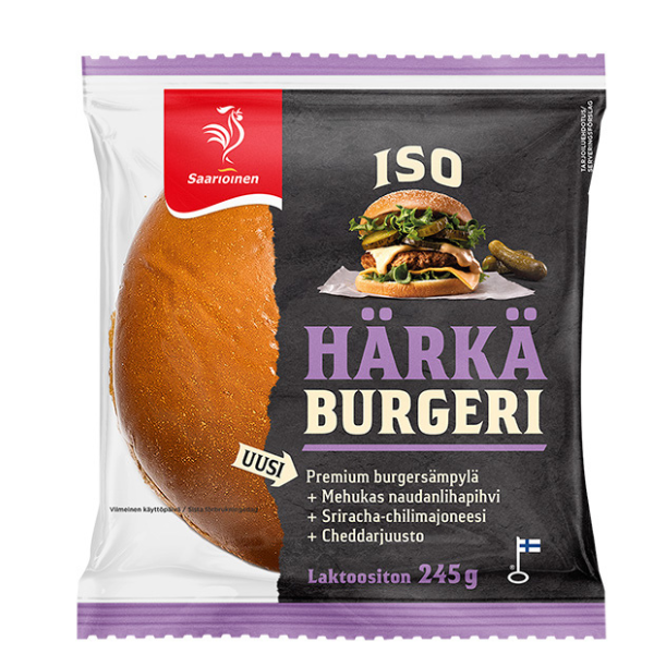 Saarioisen härkäburgerin pakkaus